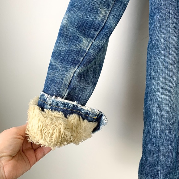 Y2K Earl Jean sherpa jacket Gilmore Girls style vintage denim jacket, size small - Picture 10 of 12